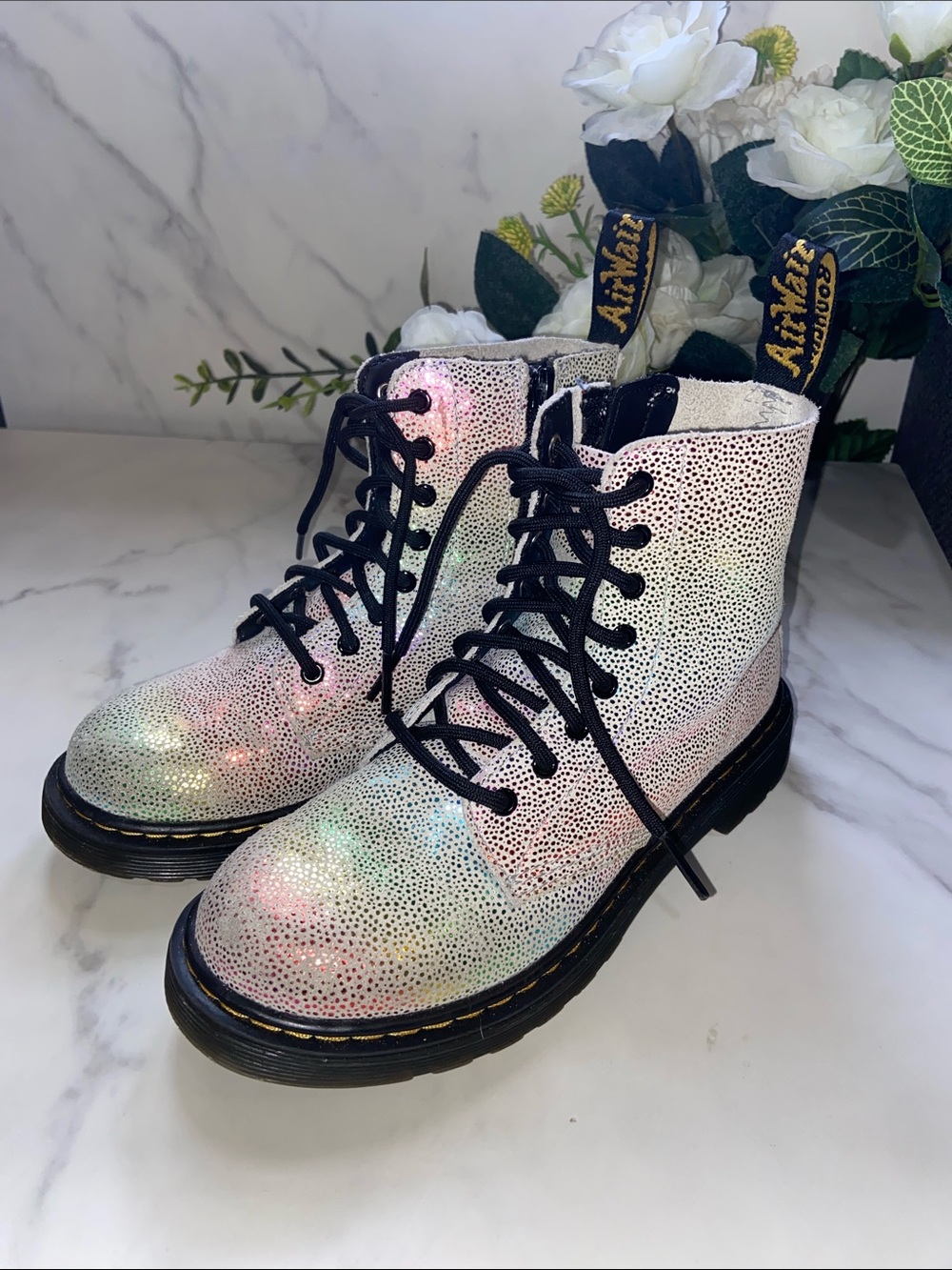 Dr. Martens 1460 Pascal Boot Iridescent Lace-Up Combat Boots size 2